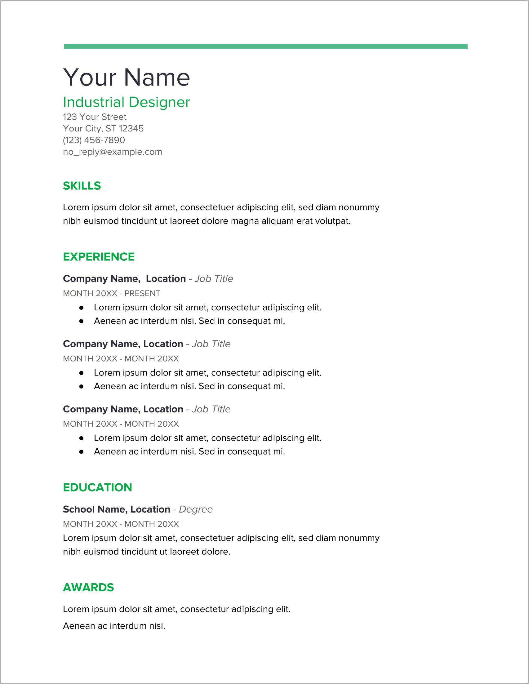 Free Cv Template To Print Off