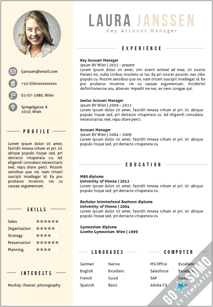 Free Cv Template With Photo Insert