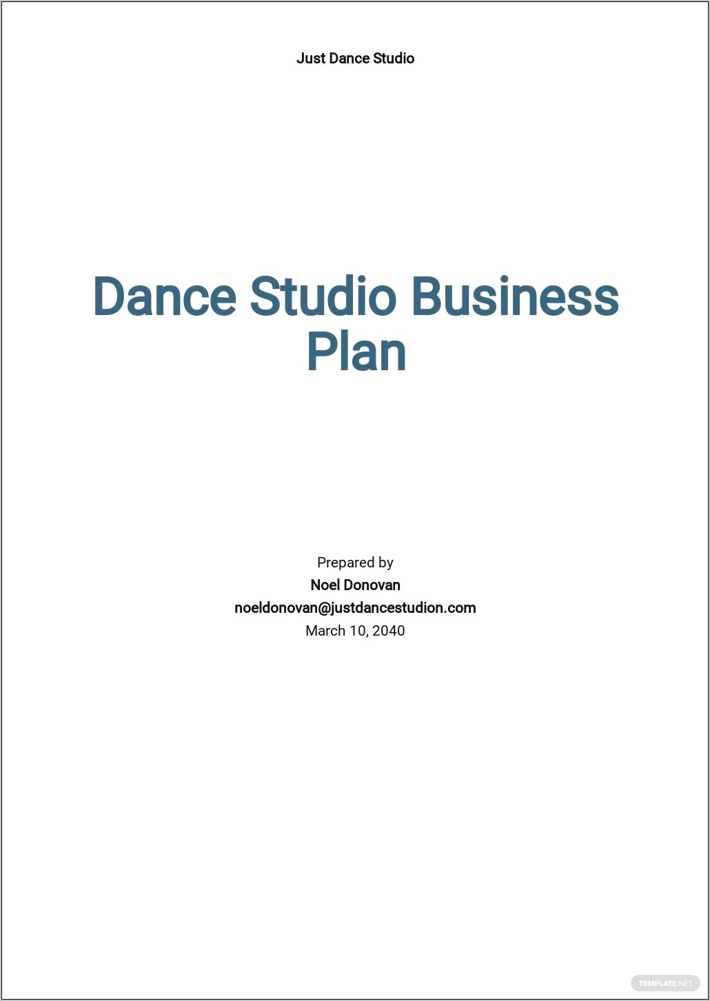 dance studio business plan sample pdf