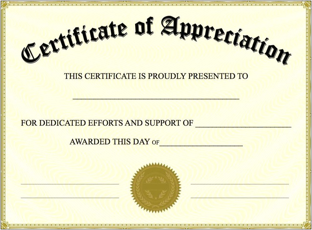 Free Download Certificate Of Recognition Template