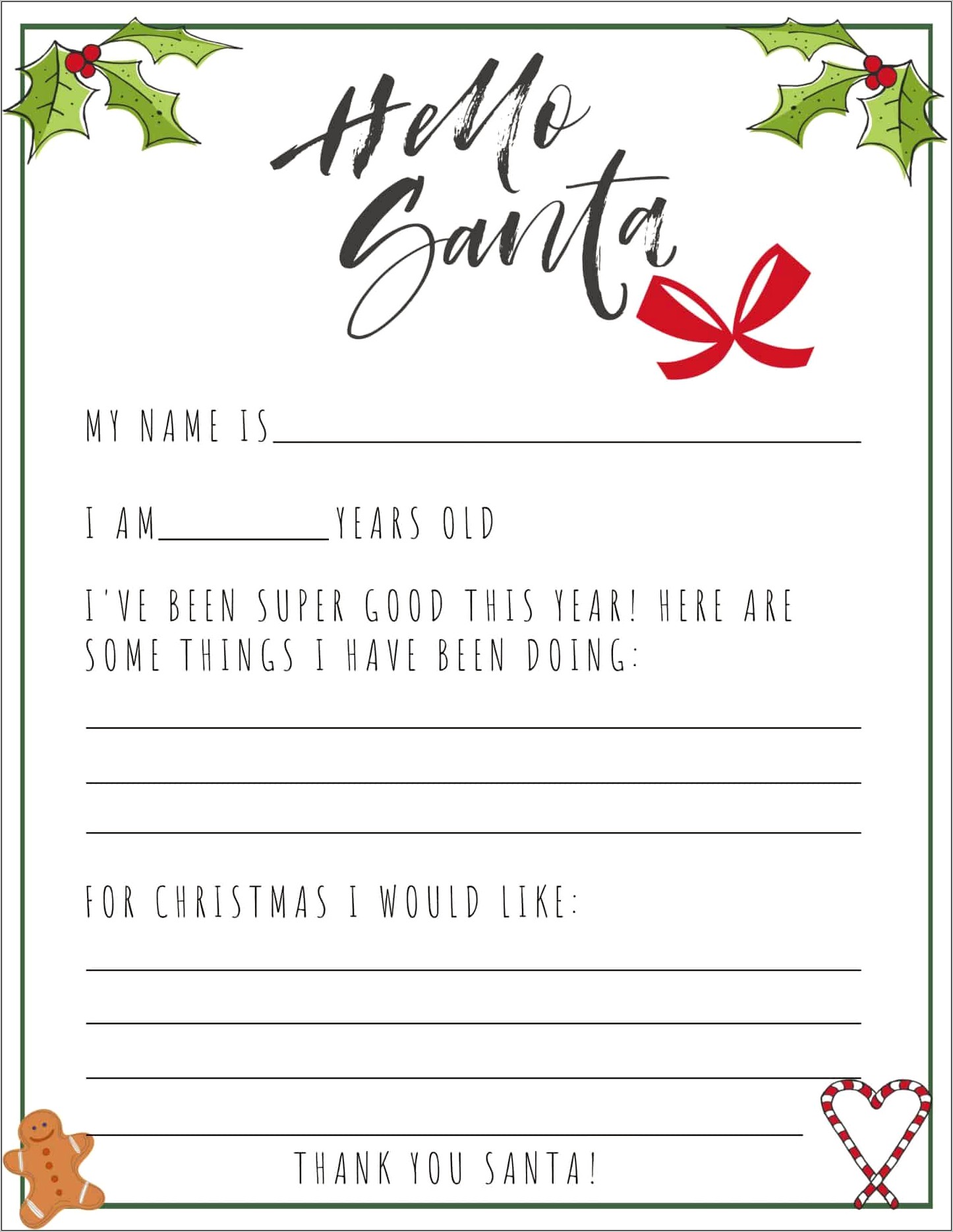 Free Download Letter From Santa Template