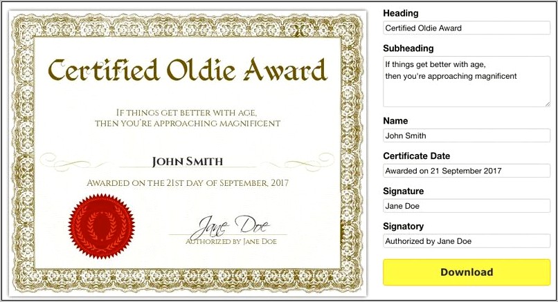Free Downloadable Certificates Of Achievement Templates
