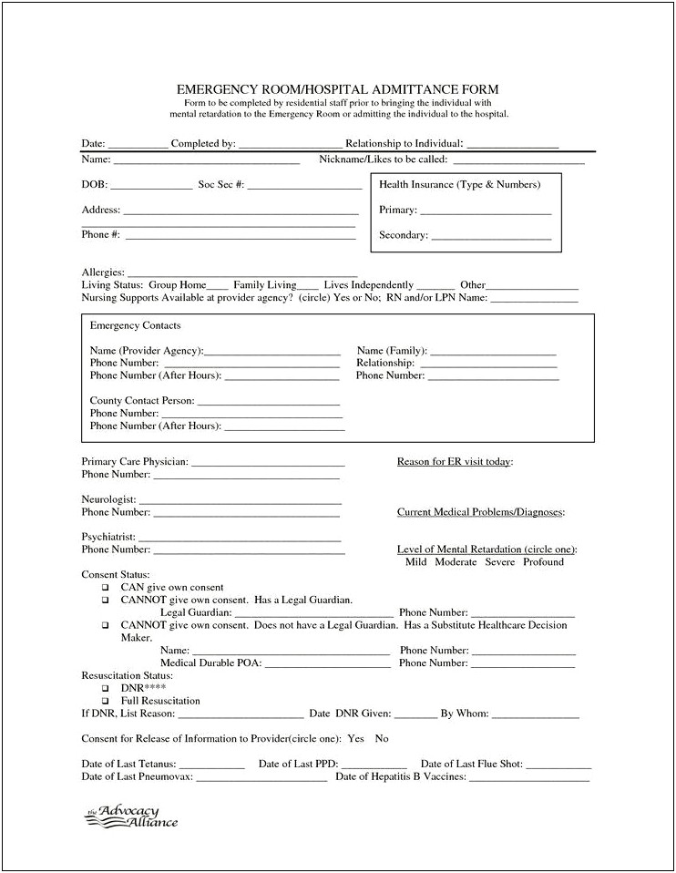 Free Emergency Room Discharge Papers Template