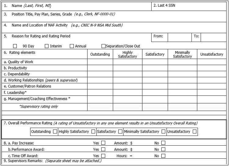 Free Employee Performance Review Form Template