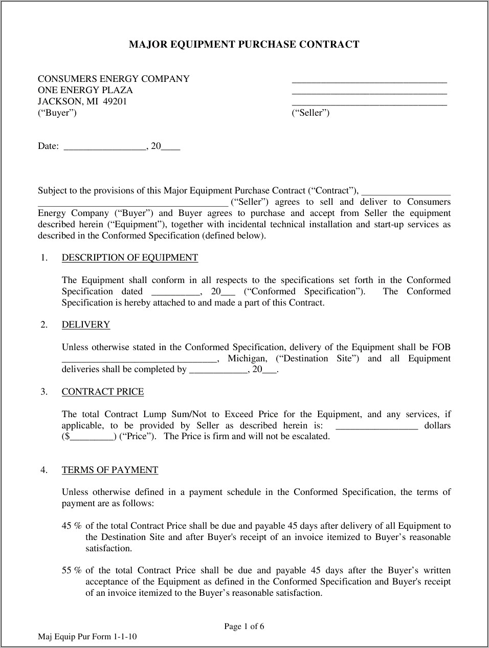 Free Equipment Lease Purchase Agreement Template