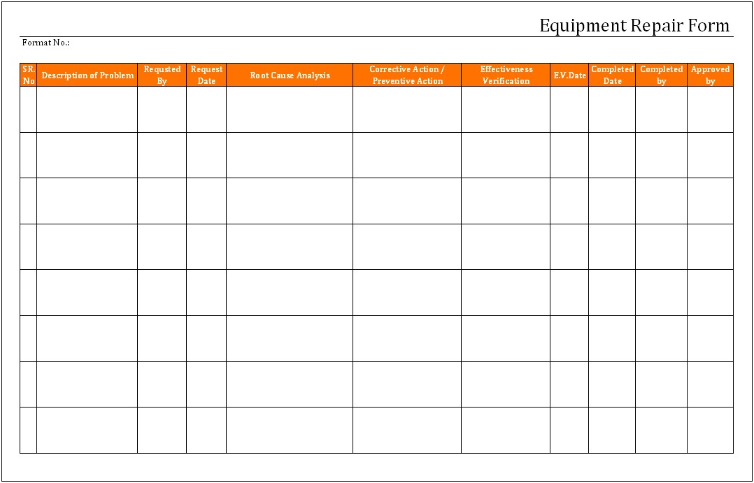 Free Equipment Maintenance Log Template Excel