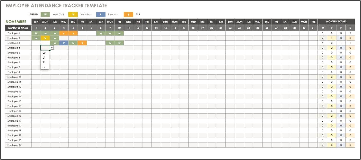 Free Excel Employee Attendance Tracker Template