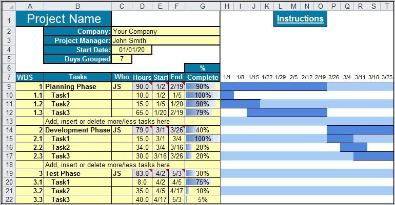 Free Excel Gantt Chart Template 2016