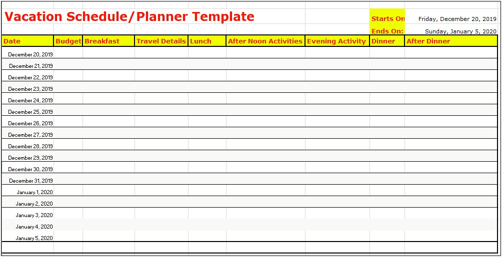 Free Excel Leave Tracker Template 2020