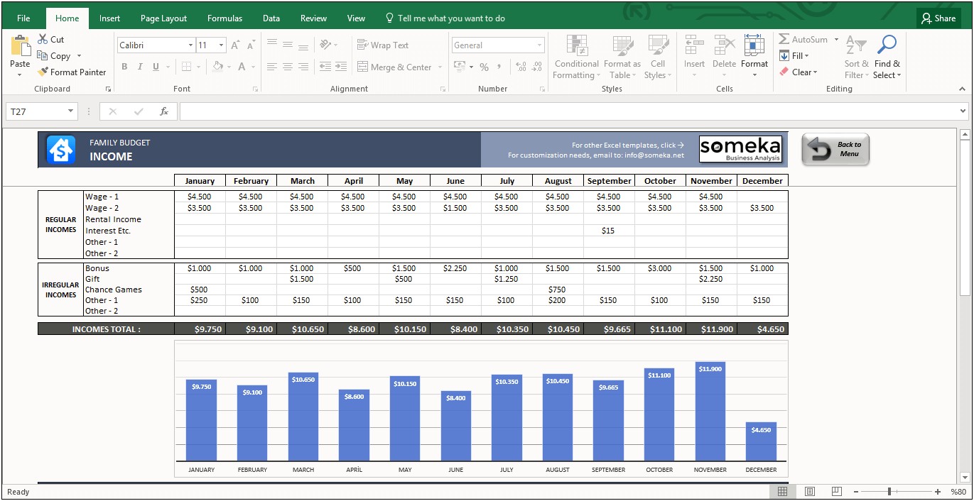Free Excel Monthly Household Budget Template