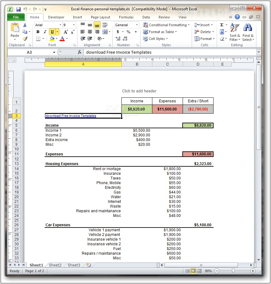 Free Excel Templates For Personal Finance