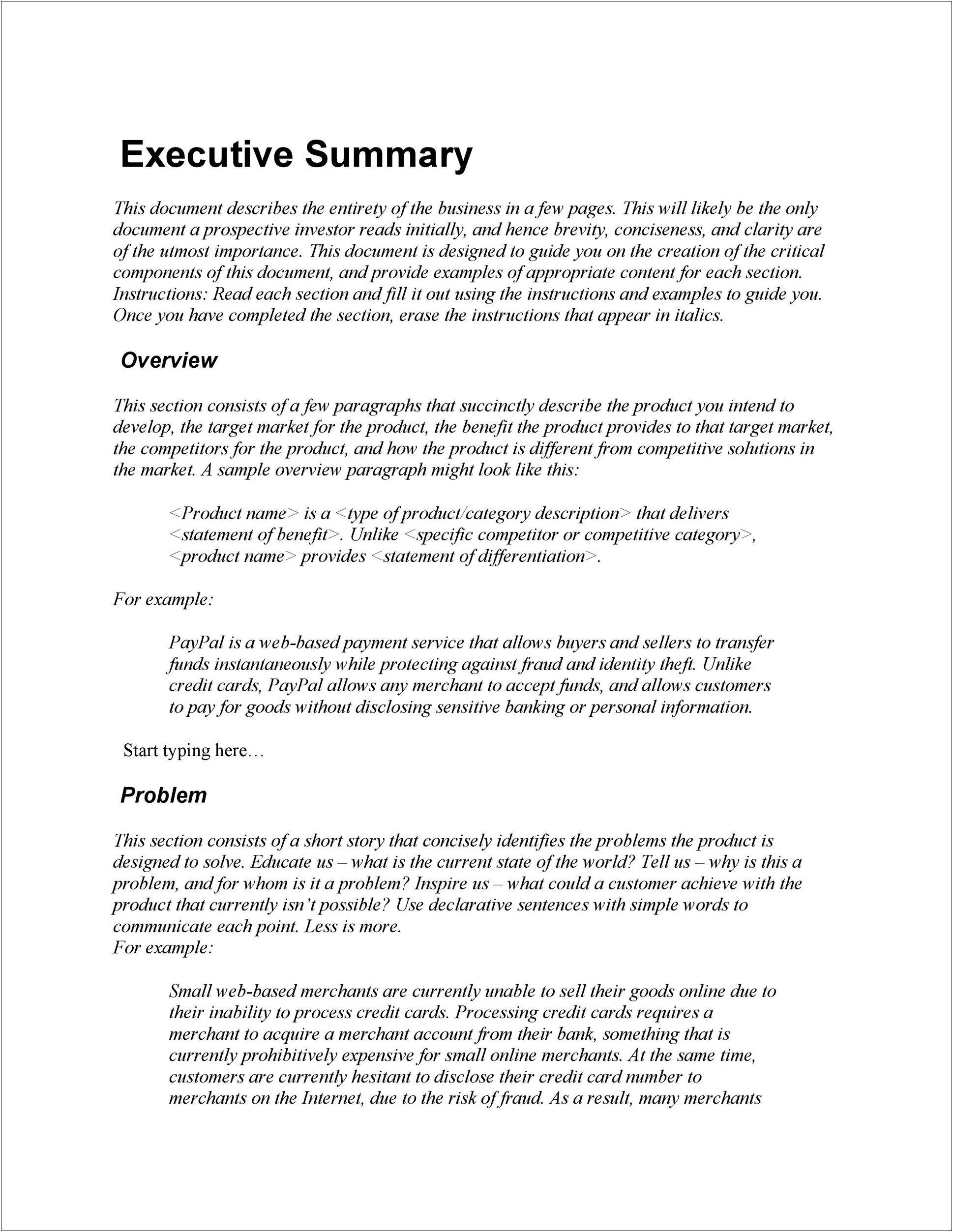 Free Executive Summary Template Microsoft Word