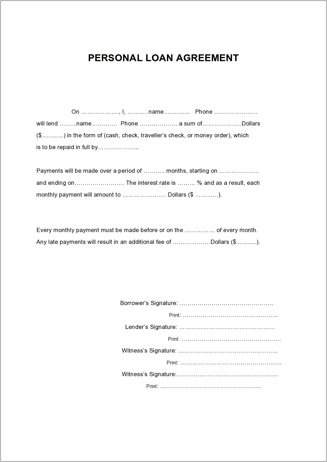 Free Family Loan Agreement Template Uk