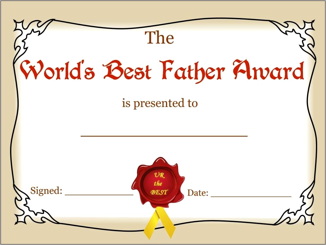 Free Father's Day Certificate Templates
