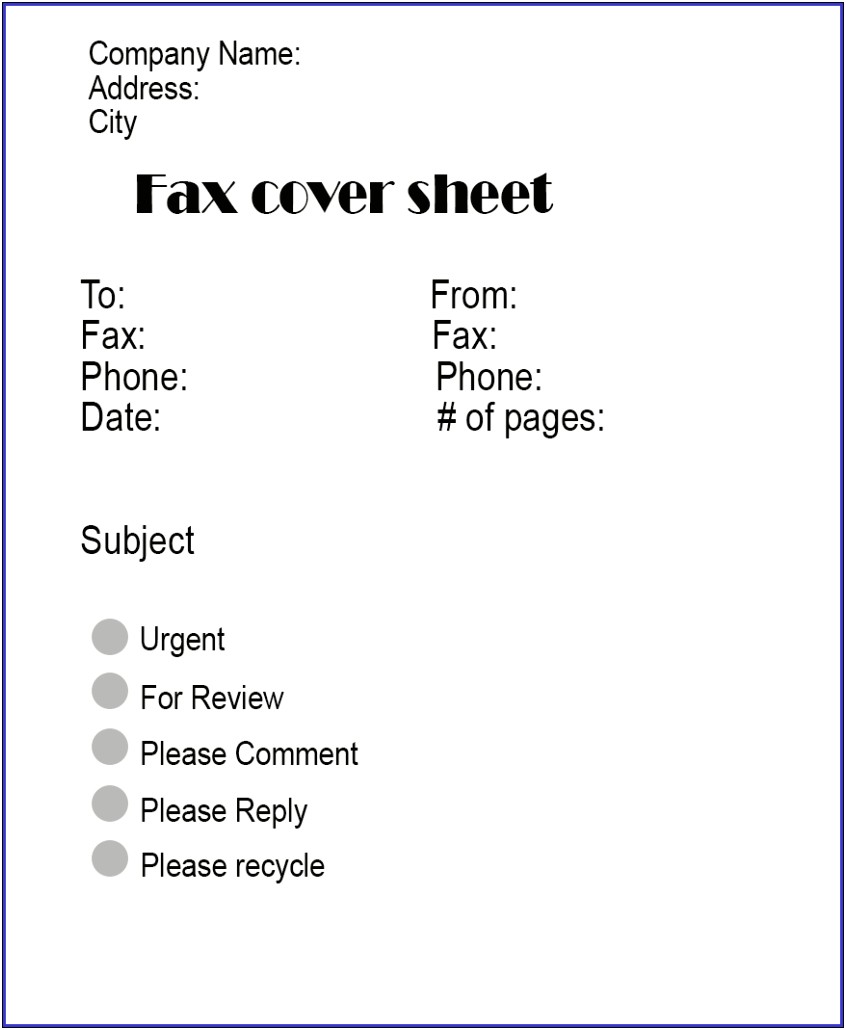 Free Fax Cover Letter Template Word