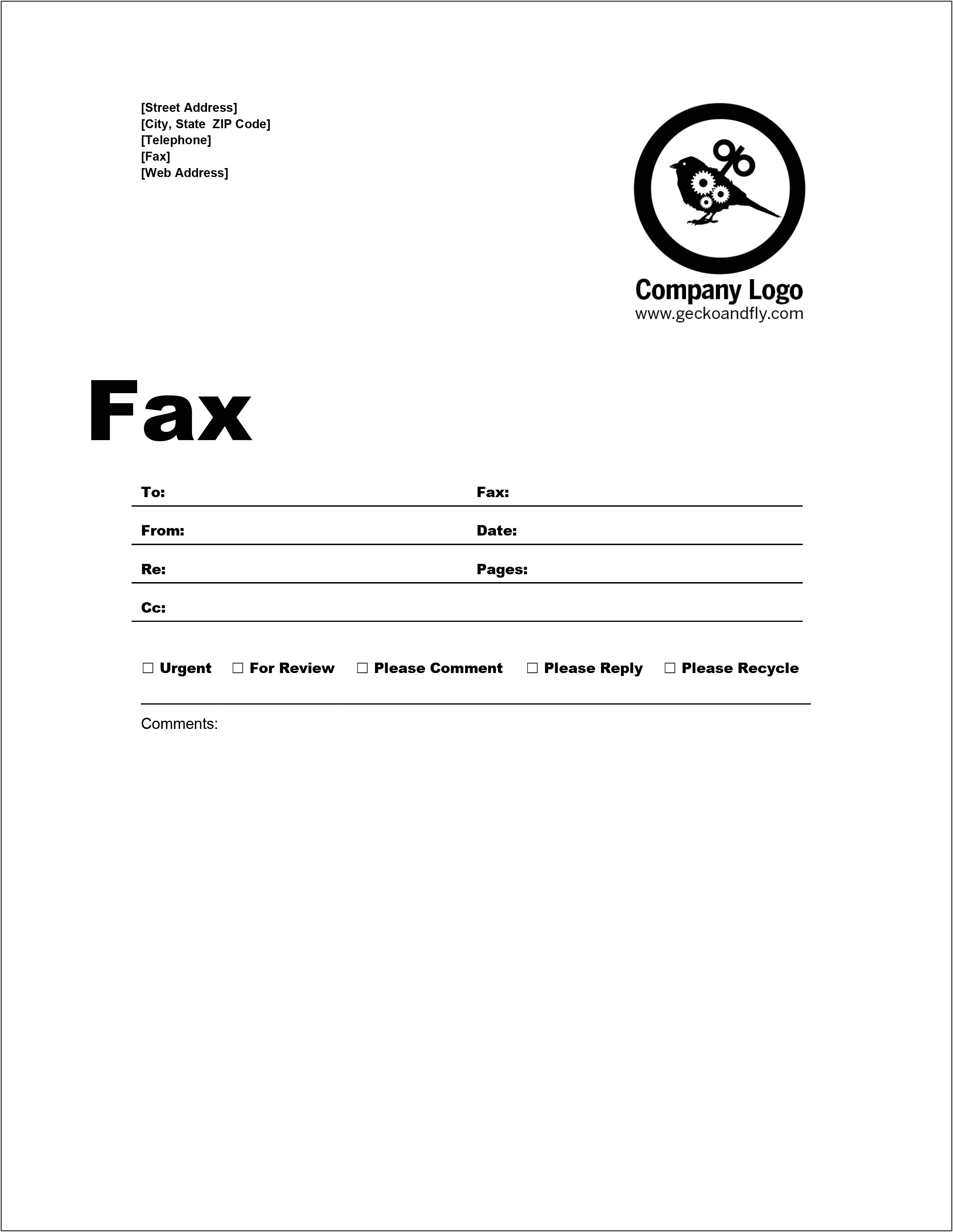 Free Fax Cover Page Template Word