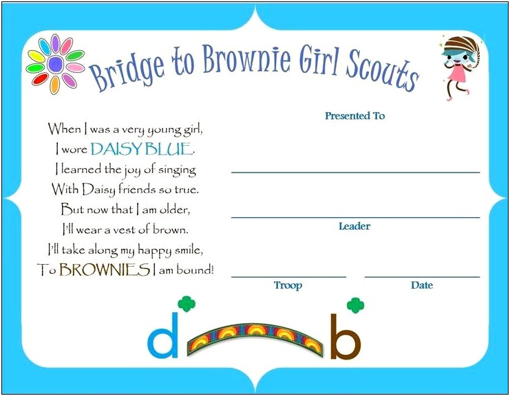 Free Girl Scout Bridging Certificate Template