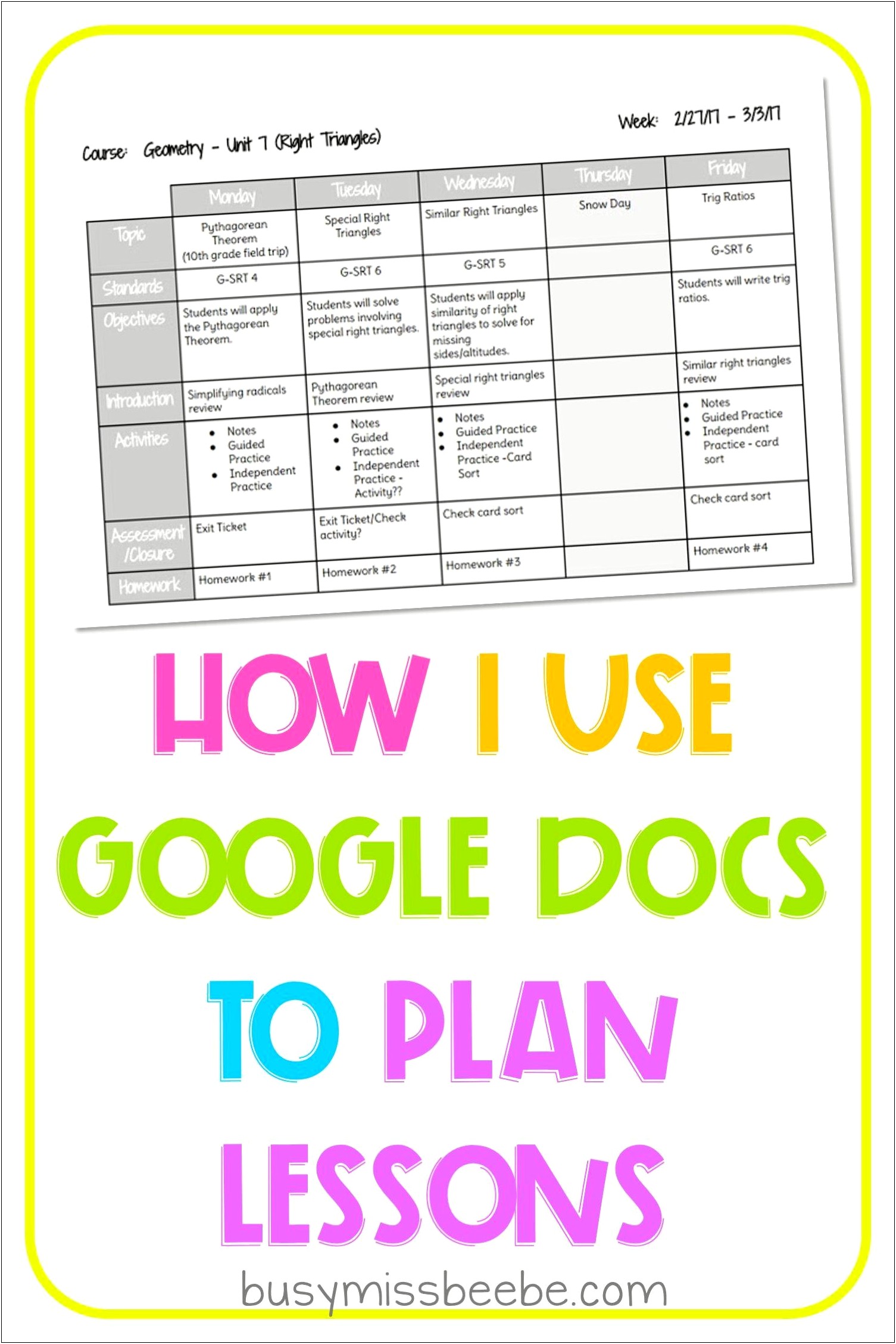 Free Google Drive Lesson Plan Template