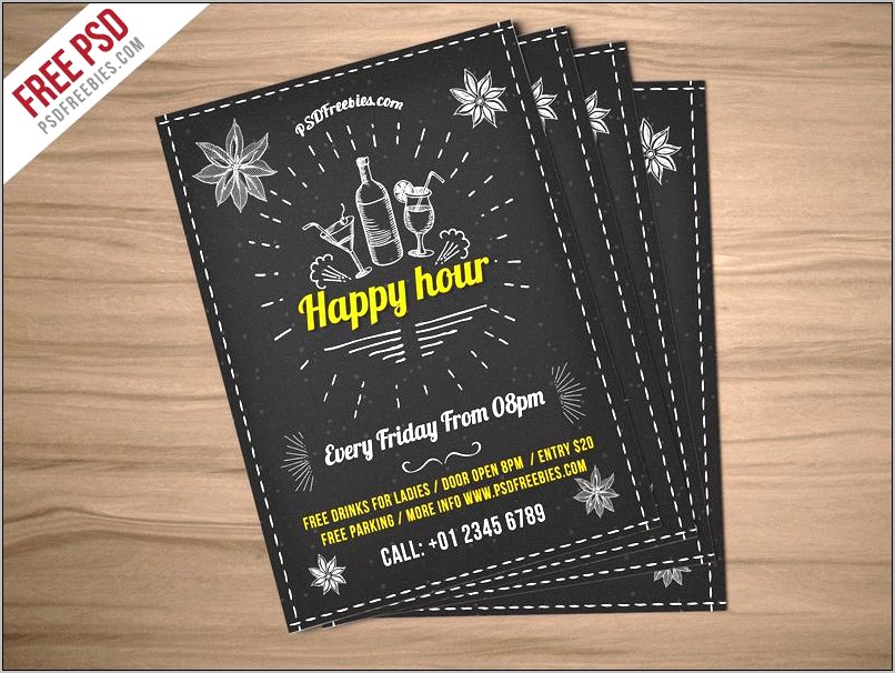 Free Happy Hour Flyer Template Psd