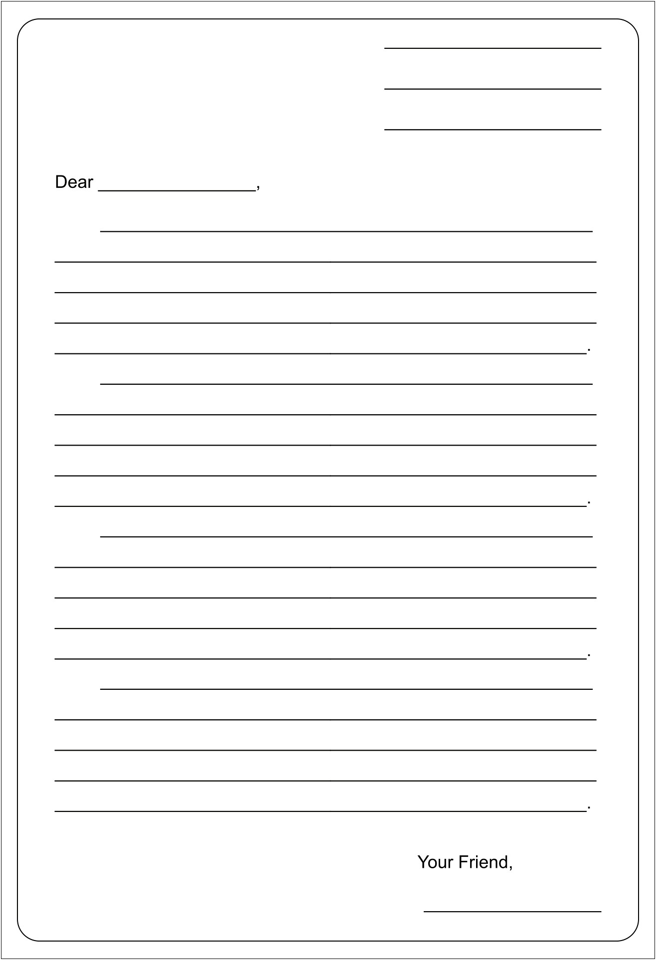 Free Letter Writing Template For Kids