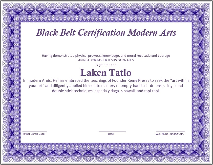 Free Martial Arts Rank Certificates Templates