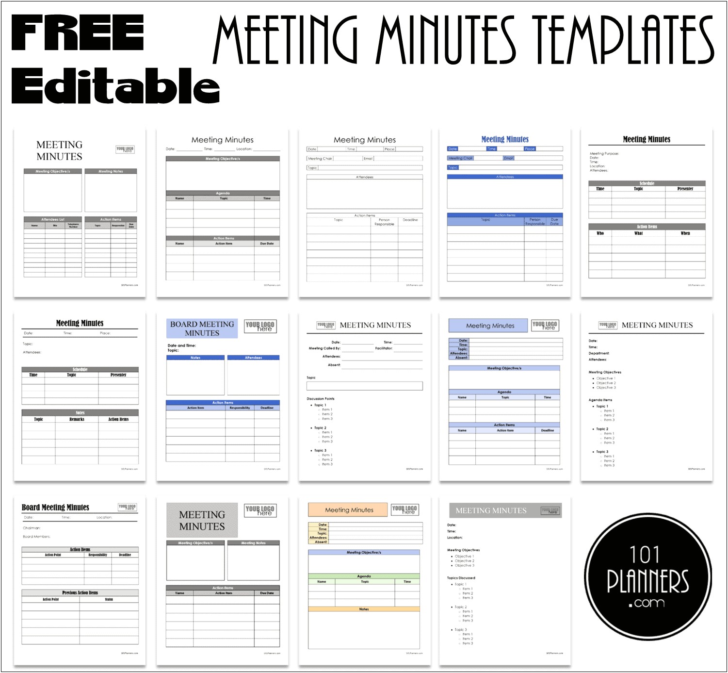 Free Meeting Agenda And Minutes Template