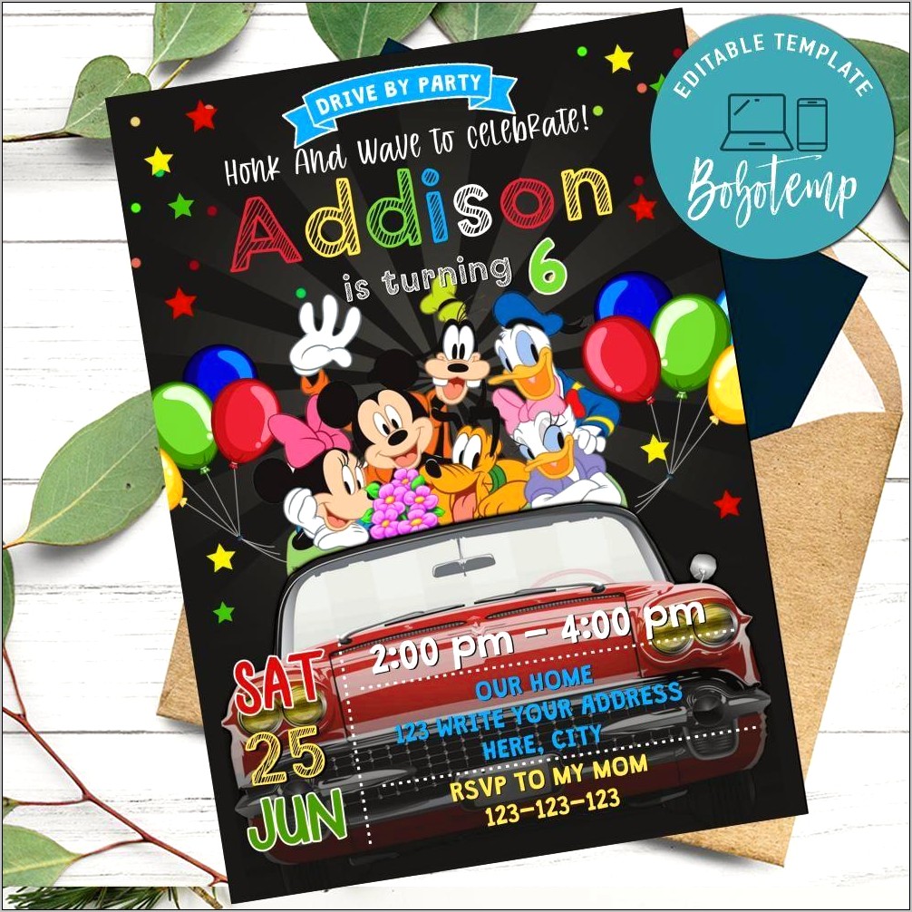 Free Mickey Mouse Party Invitation Template