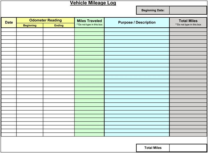 Free Mileage Log Template For Taxes