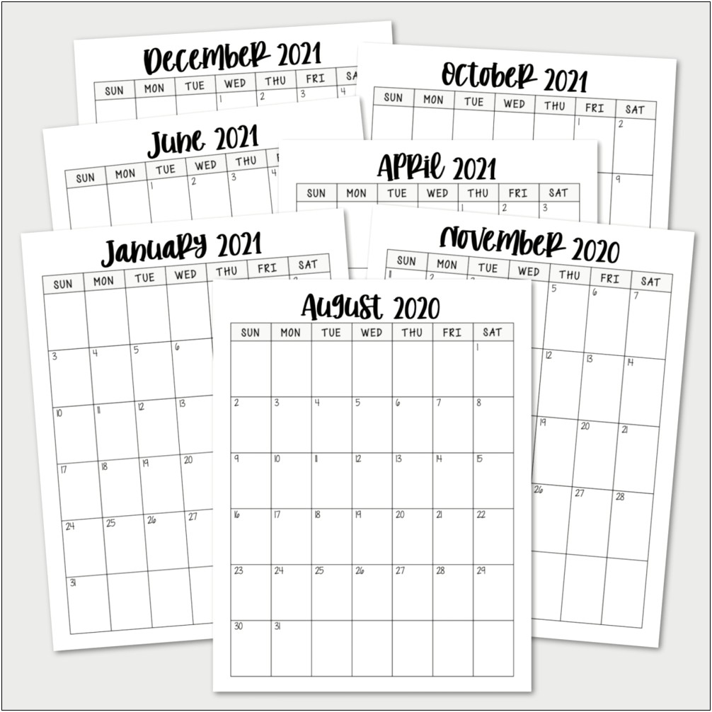 Free Monthly Calendar Template For 2020