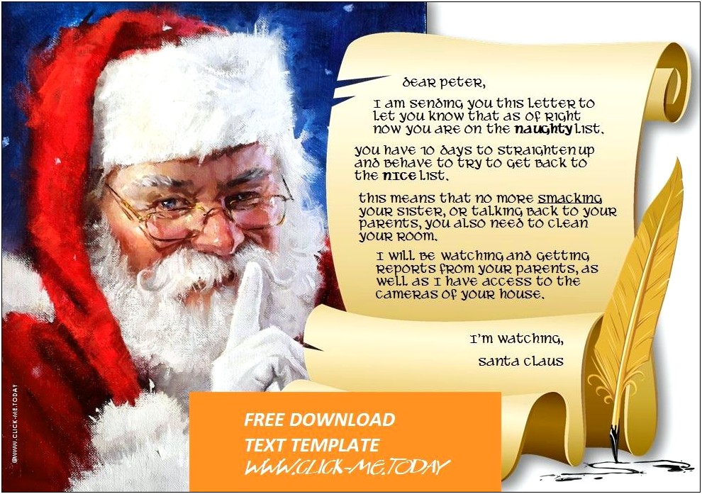 Free Naughty Letter From Santa Template