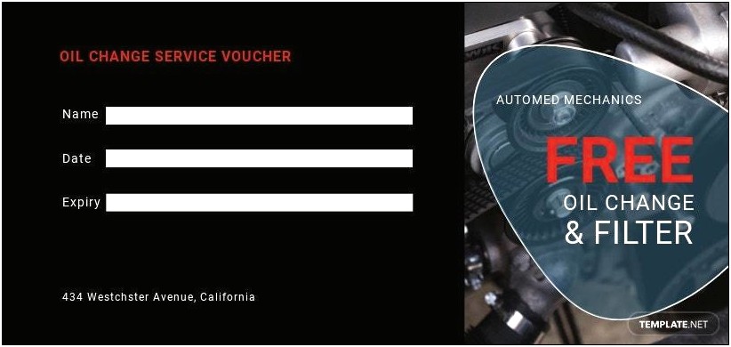 Free Oil Change Gift Certificate Template