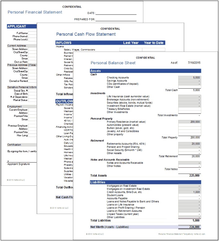 Free Personal Financial Statement Template Excel