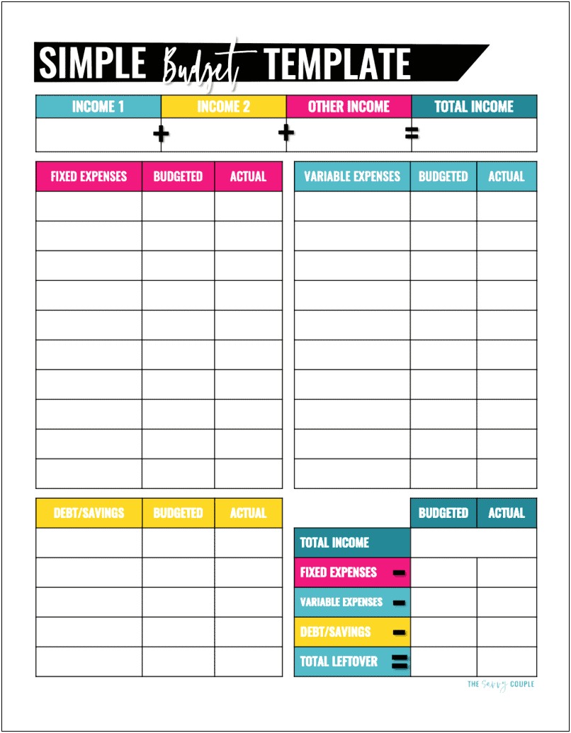 Free Personal Monthly Budget Excel Template