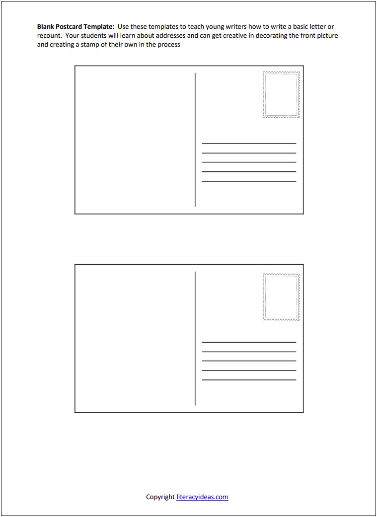 Free Postcard Template Front And Back