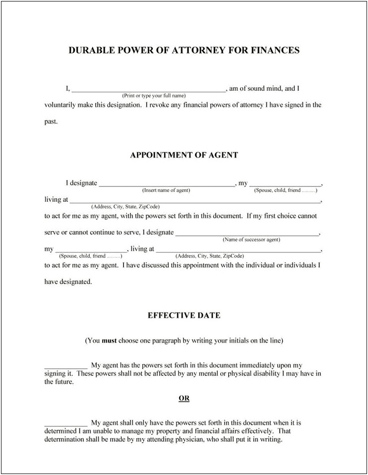 Free Power Of Attorney Template Florida