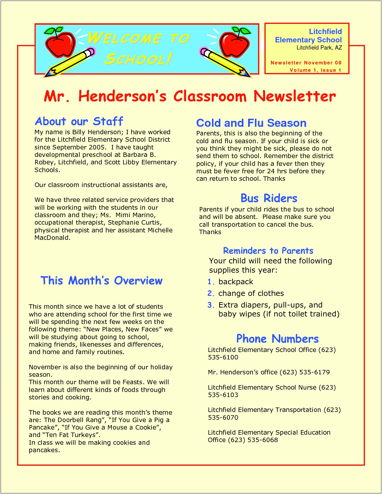 Free Preschool Newsletter Templates For Teachers