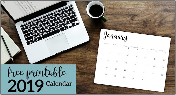 Free Printable 2019 Monthly Calendar Templates