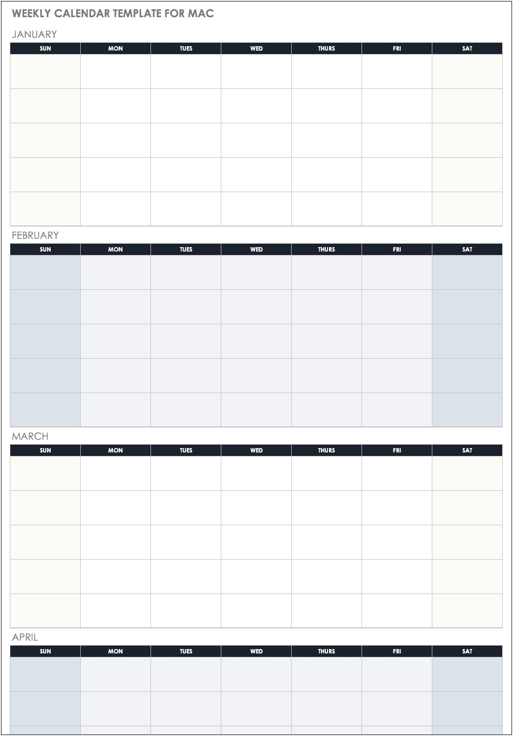 Free Printable Calendar Templates For Mac