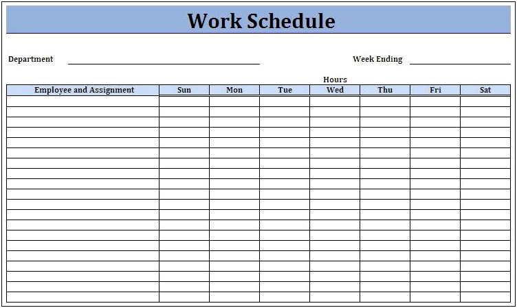 Free Printable Employee Work Schedule Template