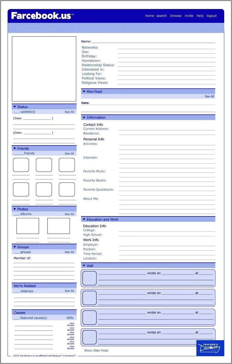 Free Printable Facebook Template For Students