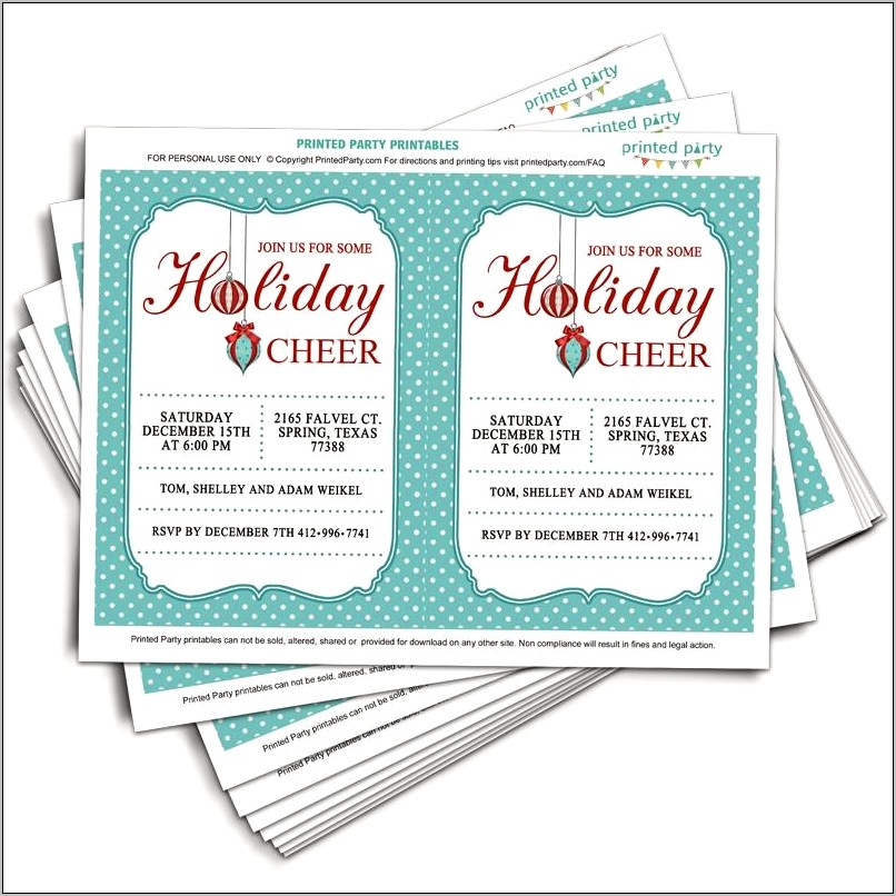 Free Printable Holiday Party Invite Template