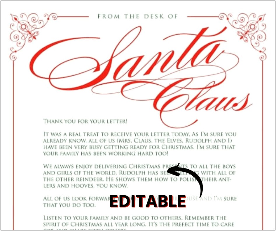 Free Printable Letter Templates To Santa