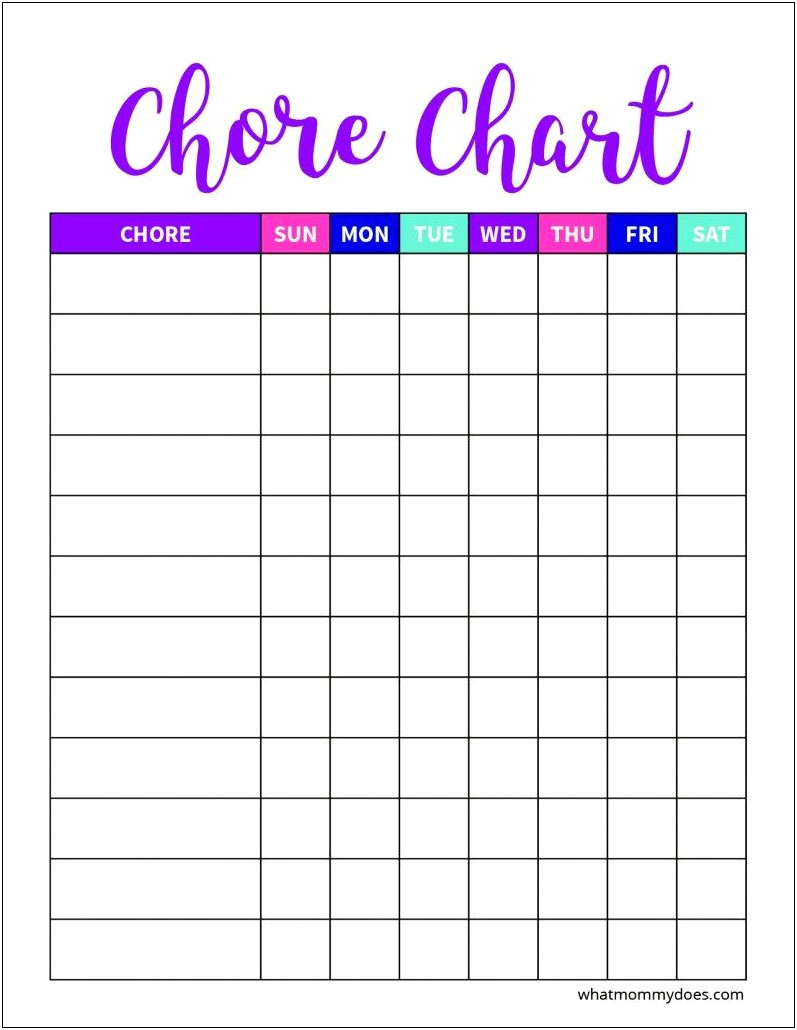 Free Printable Monthly Chore Chart Templates