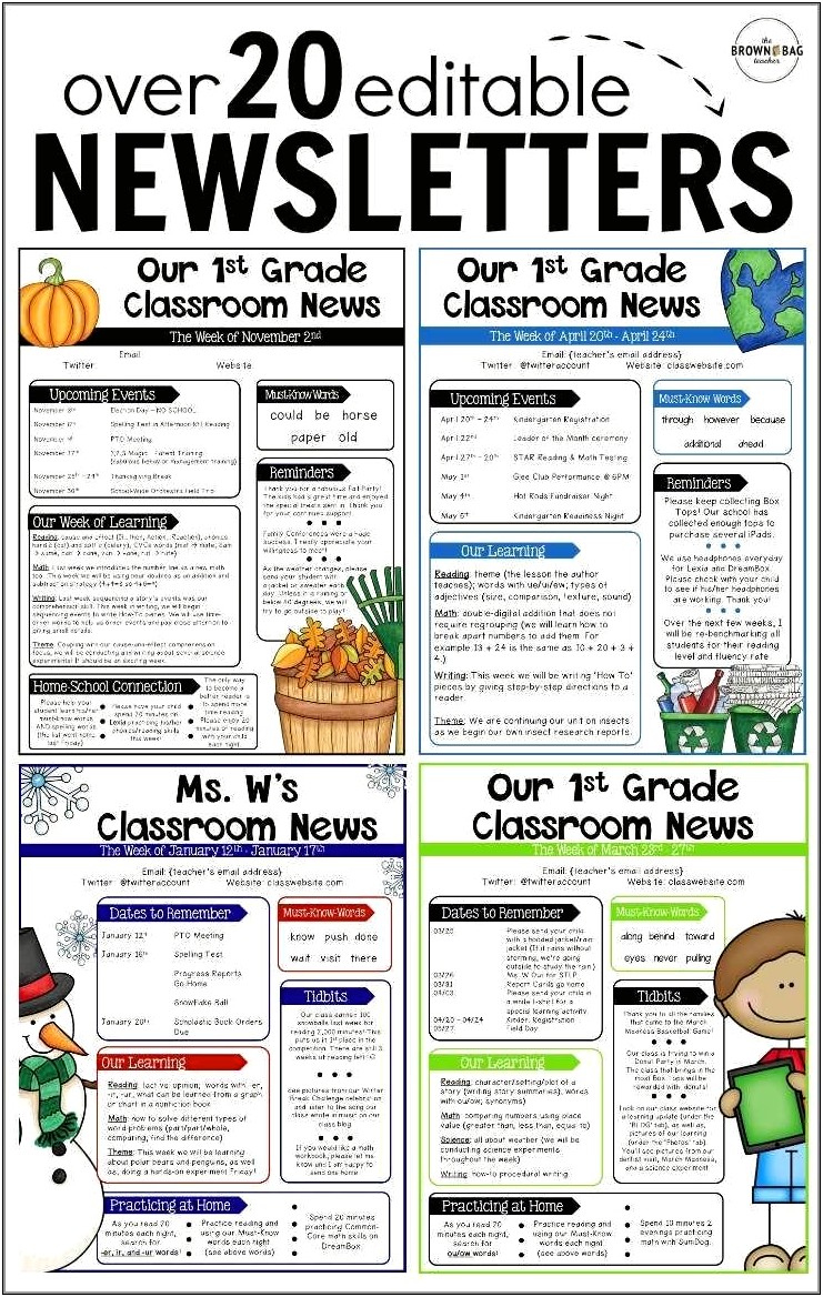 Free Printable Newsletter Templates For Teachers