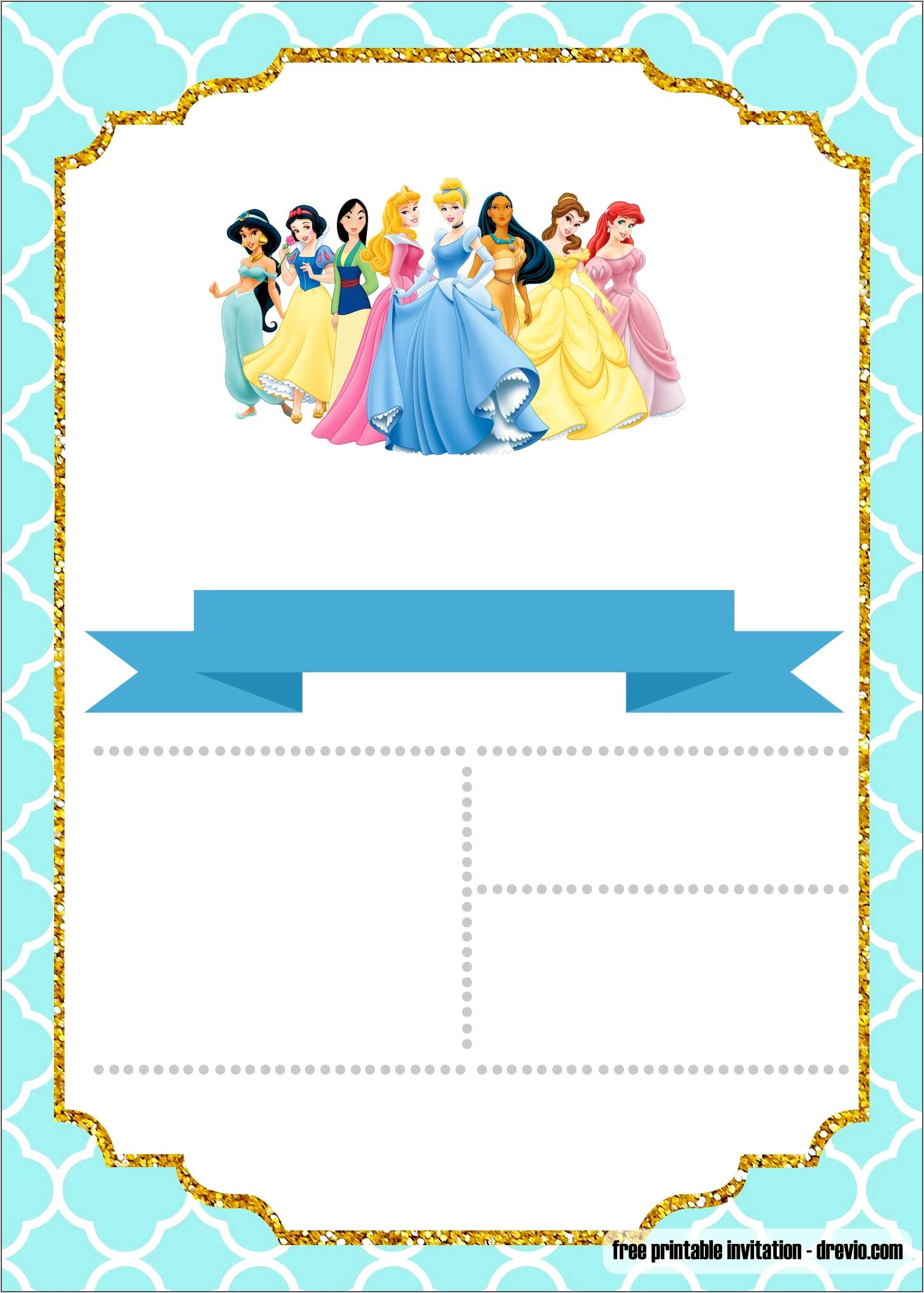 Free Printable Princess Jasmine Invitation Template
