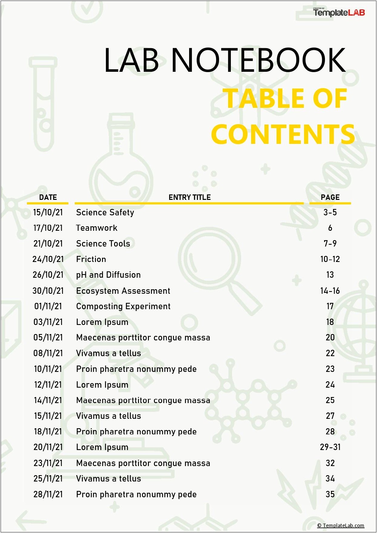 Free Printable Table Of Contents Template