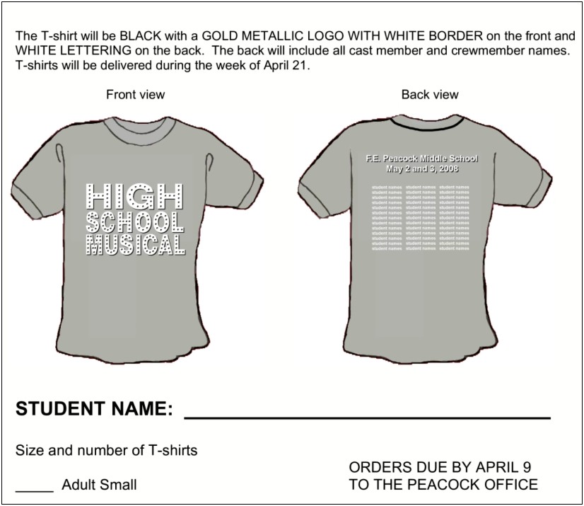Free Printable Tshirt Order Form Templates