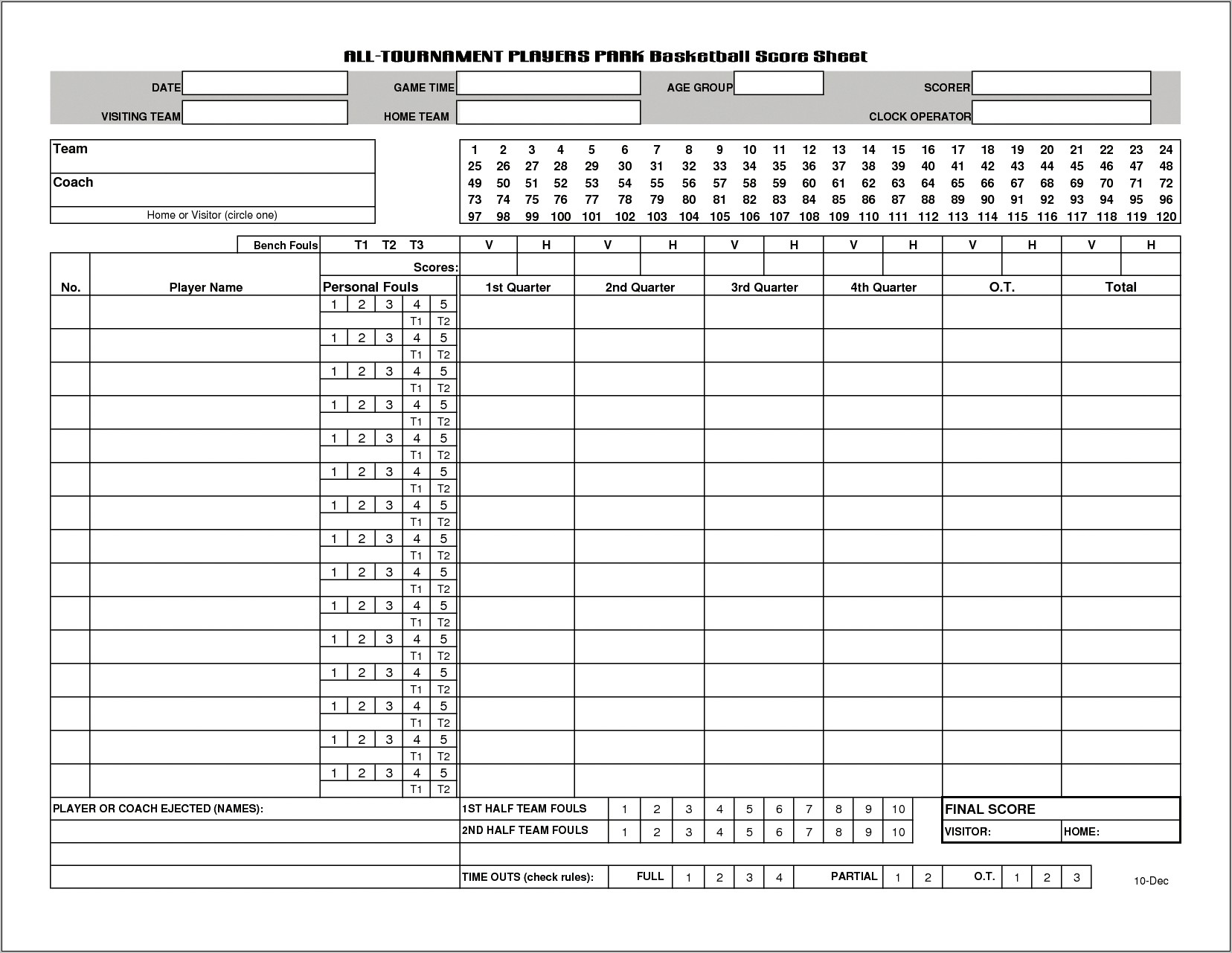 Free Printable Volleyball Score Sheet Template