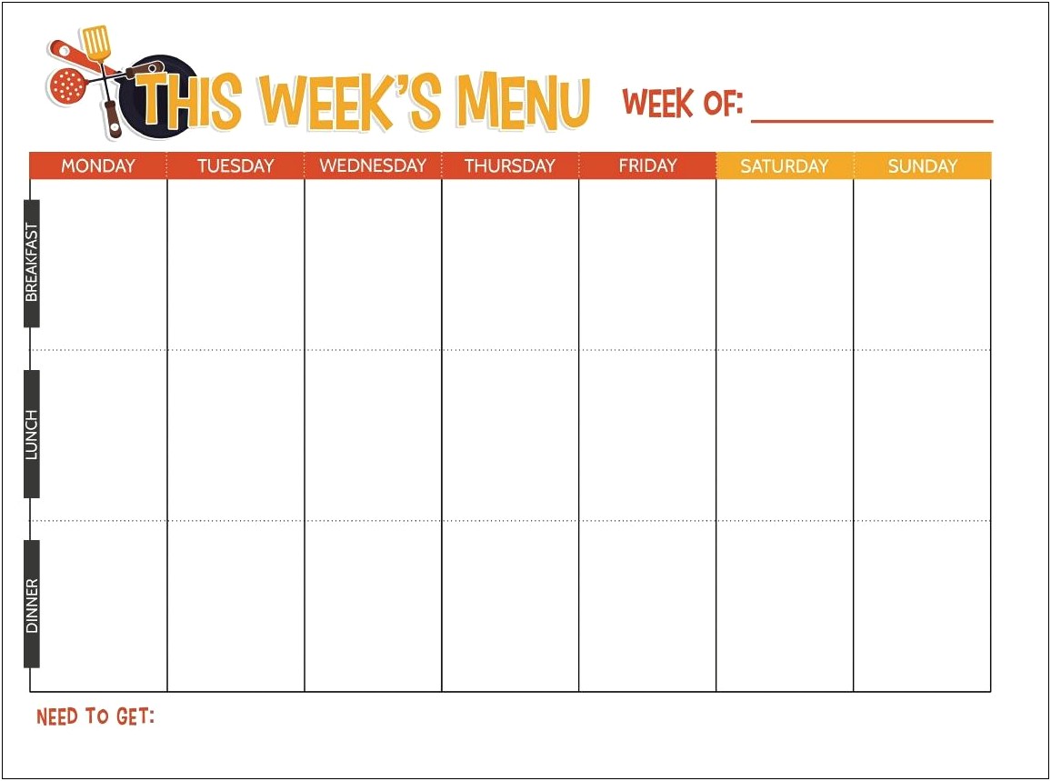 Free Printable Weekly Meal Planner Template