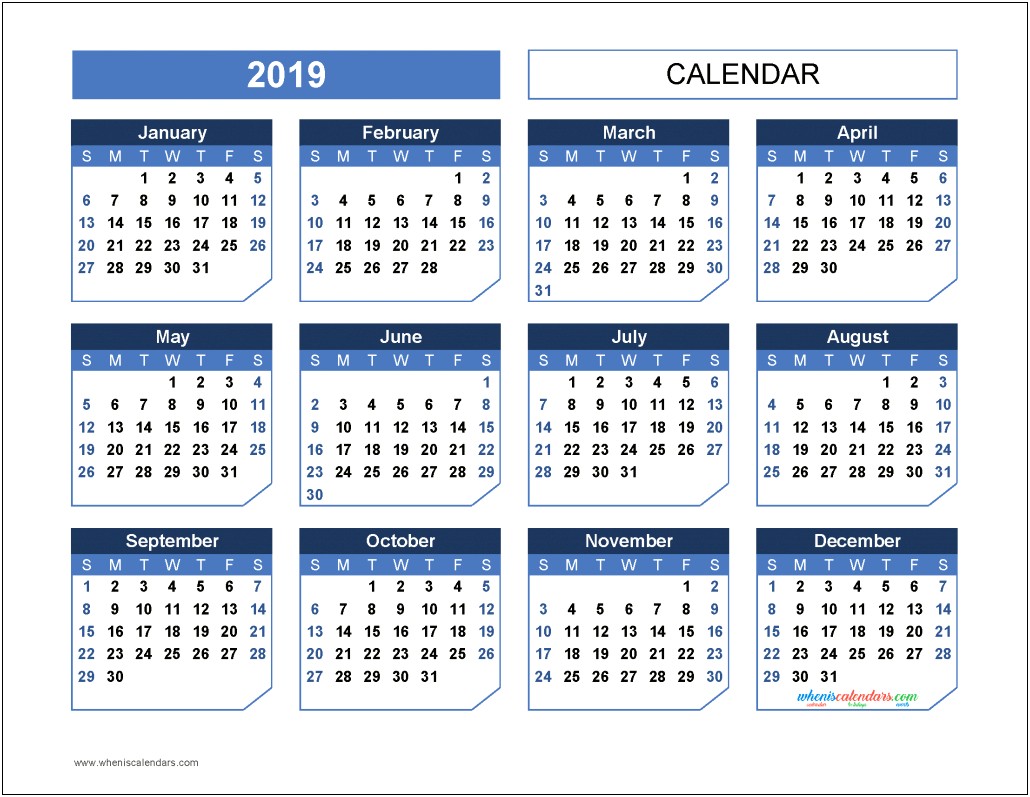 Free Printable Yearly Calendar Templates 2019